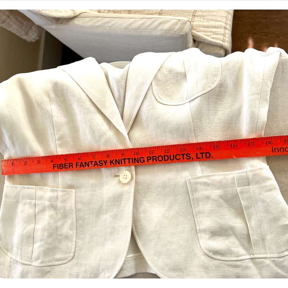 RALPH LAUREN BLUE LABEL Ivory Linen Single Button Blazer - Made In Italy - 12 - Picture 10 of 13